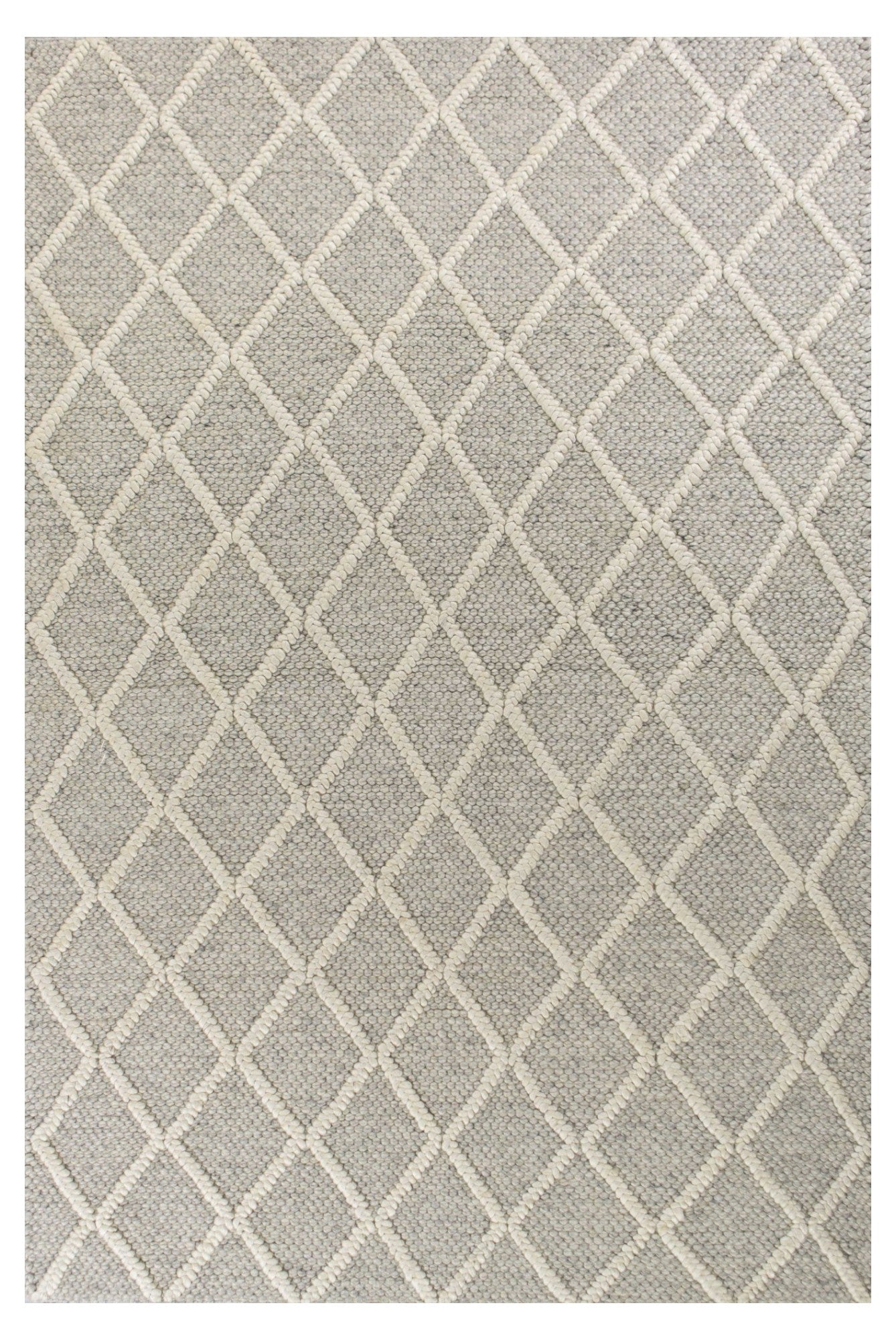 Exquisite Grey Diamond Pattern Area Rug - Premium 100% New Zealand Wool for Contemporary Modern Home Decor