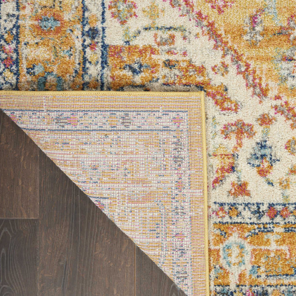 Stylish Turkish Premium Dhurrie Runner Rug in Elegant Yellow and Ivory