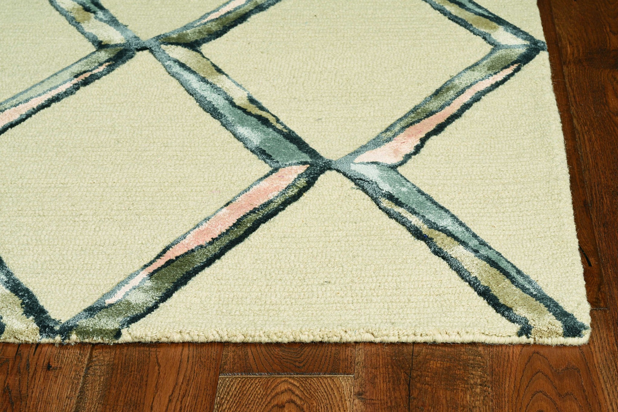 Stylish Hand-Tufted Cream Wool Geometric Area Rug for Elegant Living Spaces