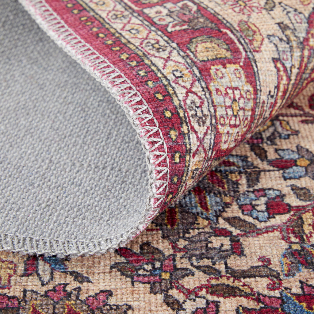 Stylish and Comfortable Floral Power Loom Area Rug with Red, Tan, and Pink Design for Elegant Home Decor