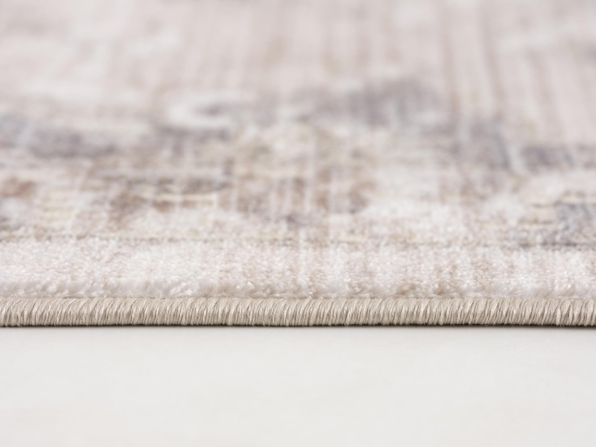Stylish Power Loom Beige and Ivory Medallion Runner Rug for Home Decor