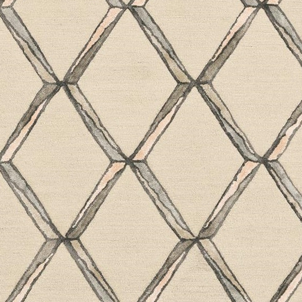 Stylish Hand-Tufted Cream Wool Geometric Area Rug for Elegant Living Spaces