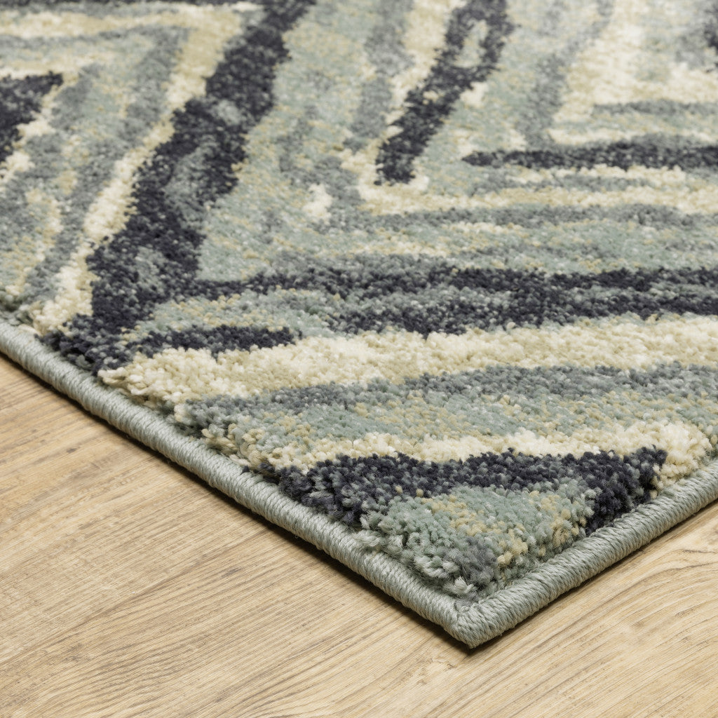 Stain-Resistant Geometric Blue, Ivory, Grey, Beige, and Light Blue Indoor Area Rug Runner with Stylish Design for Any Room