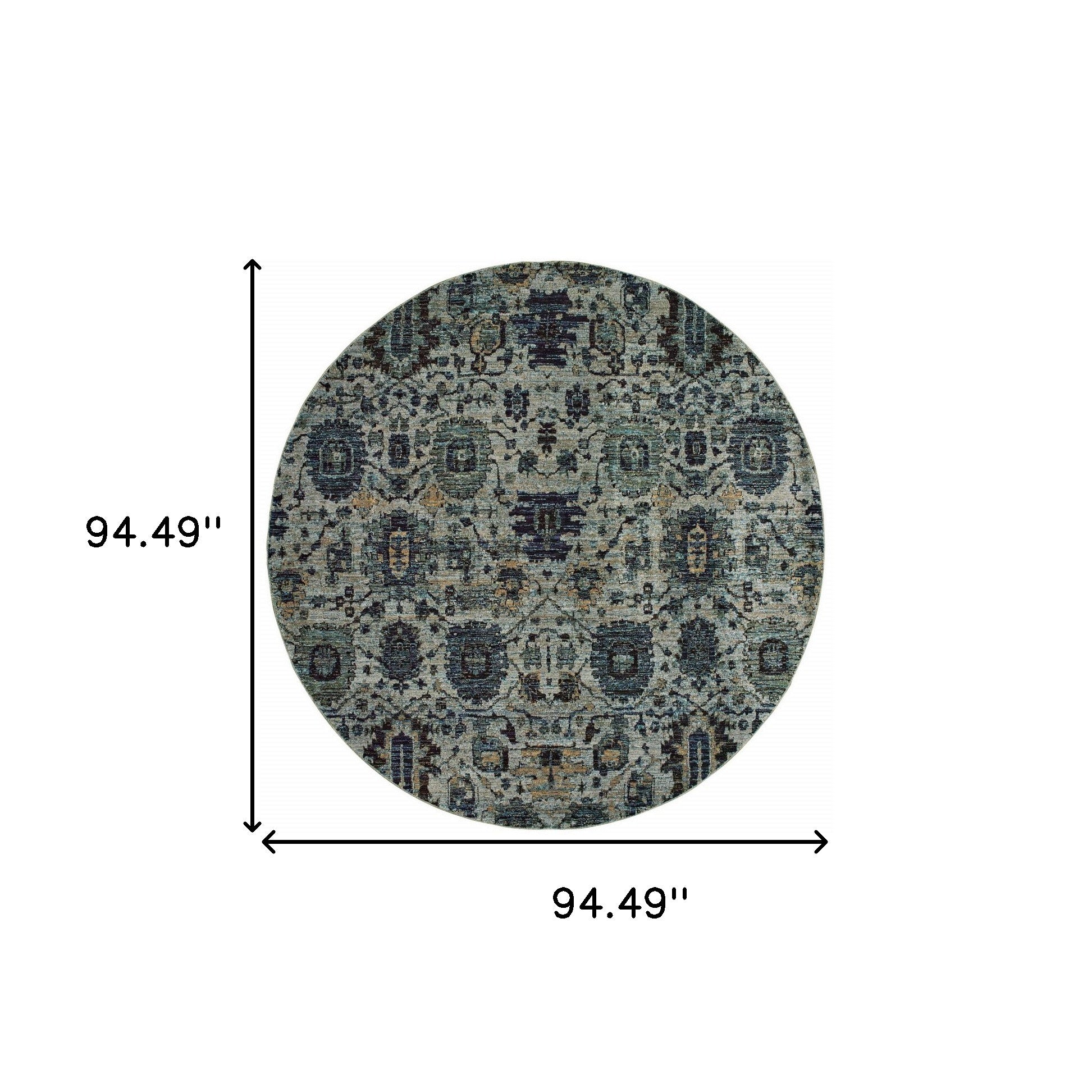 Exquisite Blue and Purple Oriental Power Loom Area Rug - Stain Resistant, Ideal for Family Homes with Children and Pets