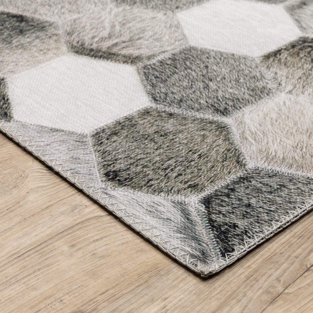 Stylish and Stain-Resistant Geometric Gray, Ivory, Charcoal, Brown, and Tan Indoor Area Rug Runner - Ideal for Spaces with Kids and Pets