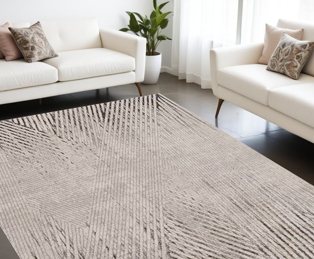 Stylish Transitional Area Rug with Metallic Accents - Modern Machine-Woven Polyester Floor Covering