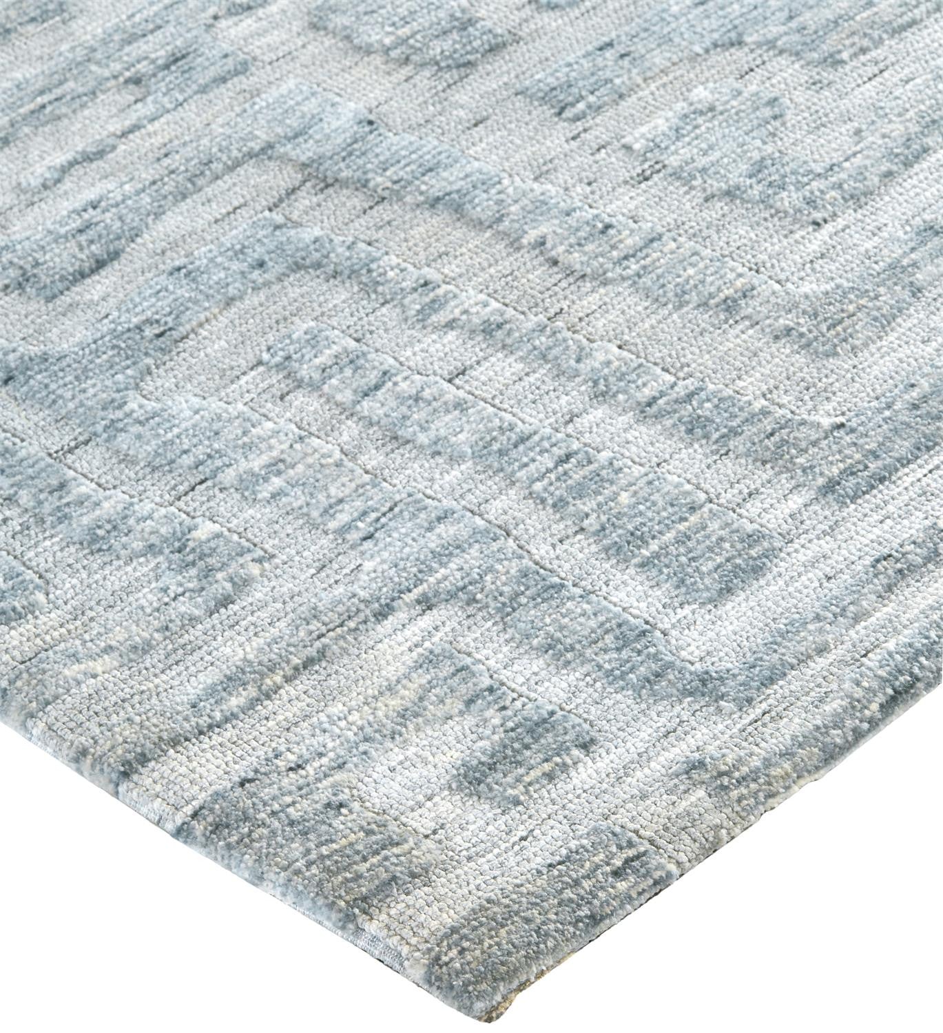 Stain-Resistant Geometric Distressed Area Rug in Blue, Ivory, and Gray for Stylish Interiors
