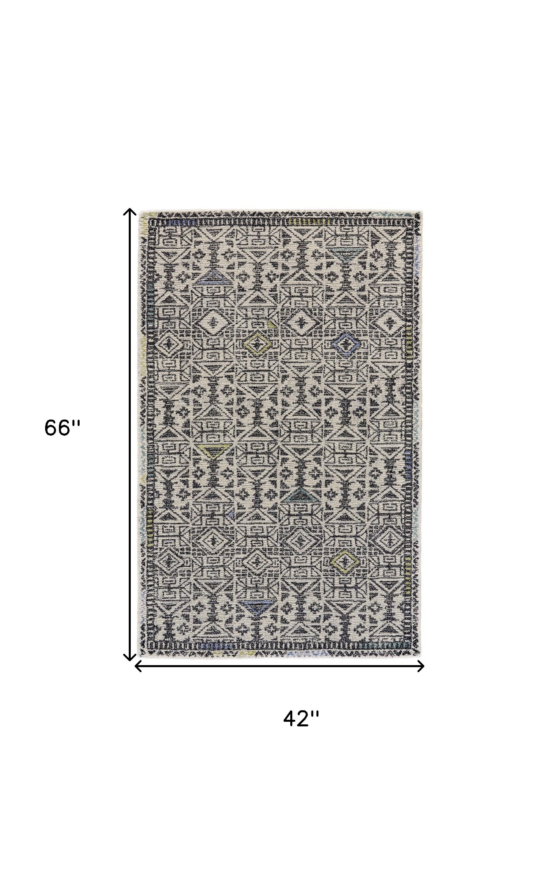 Stylish Gray, Ivory & Black Handmade Wool Geometric Area Rug for Comfortable Living Spaces