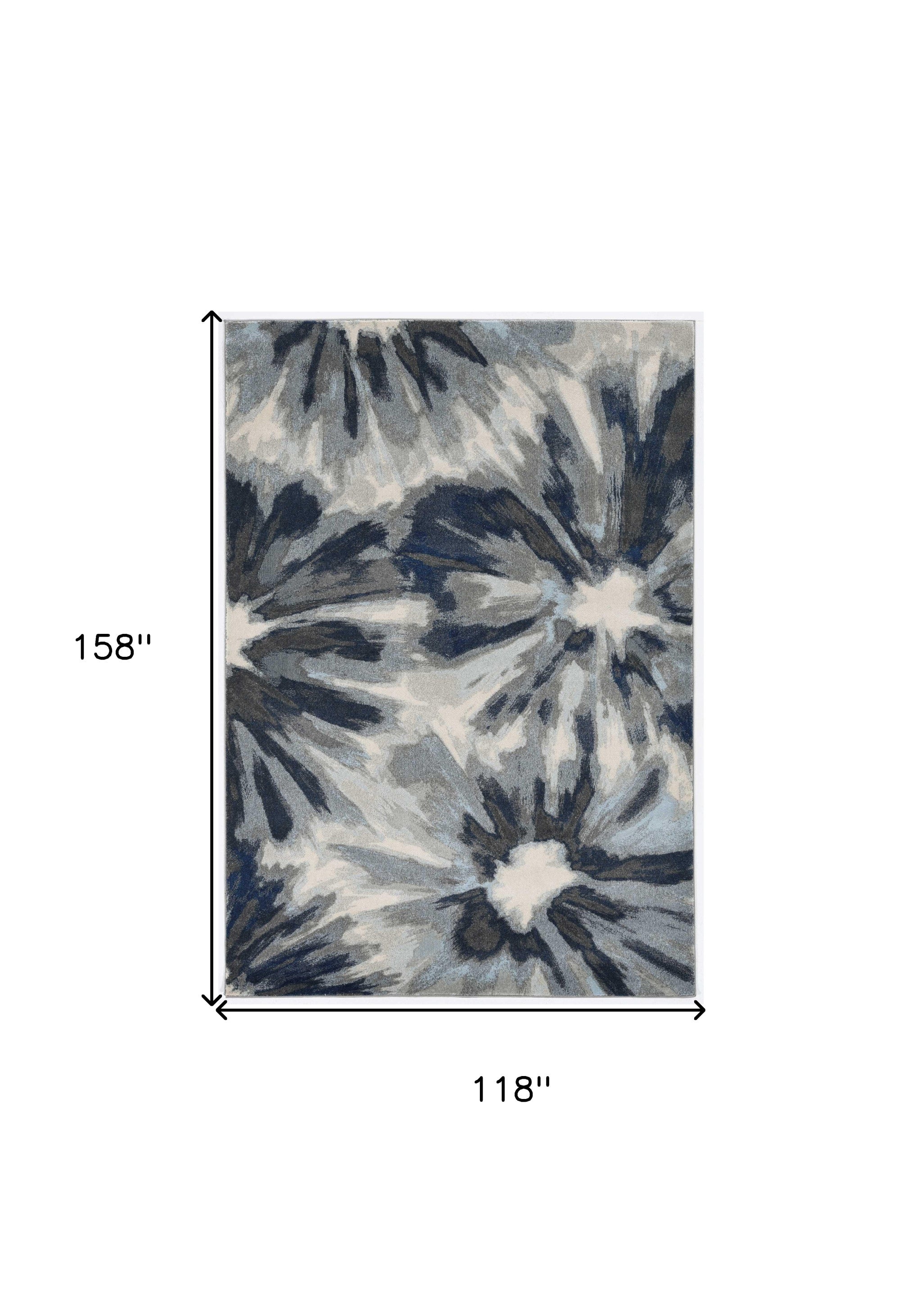 Exquisitely Designed Elegant Ivory and Blue Floral Pattern Area Rug with Stylish Rectangular Shape for Comfortable and Cozy Living Spaces