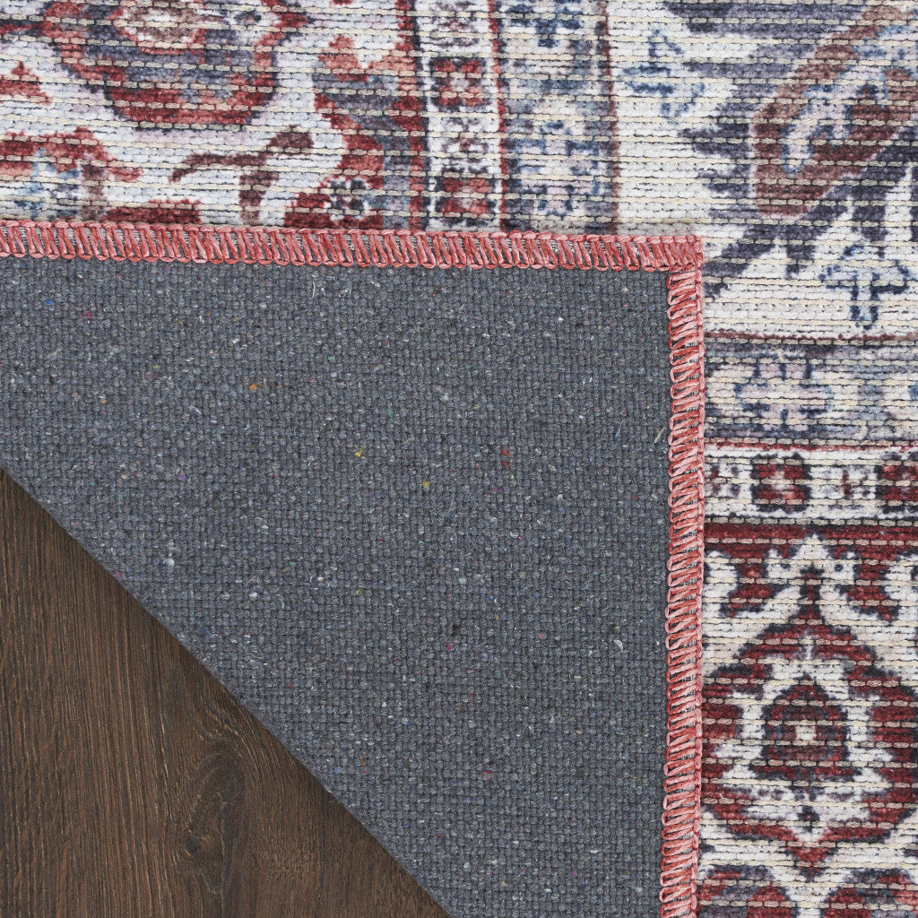 9' x 12' Distressed Washable Red and Ivory Floral Area Rug for a Cozy Home