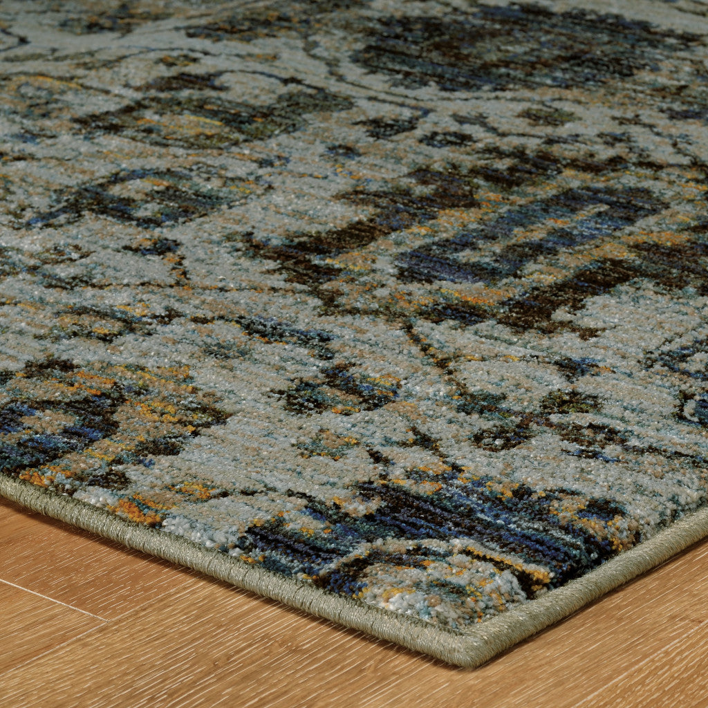 Exquisite Blue and Purple Oriental Power Loom Area Rug - Stain Resistant, Ideal for Family Homes with Children and Pets