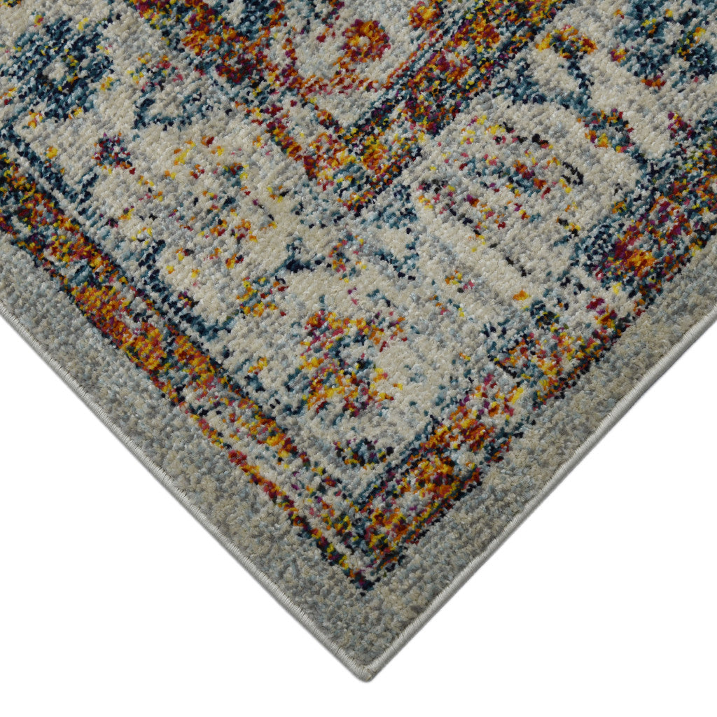 Stain-Resistant Orange & Ivory Floral Power Loom Runner Rug for Kid-Friendly Areas