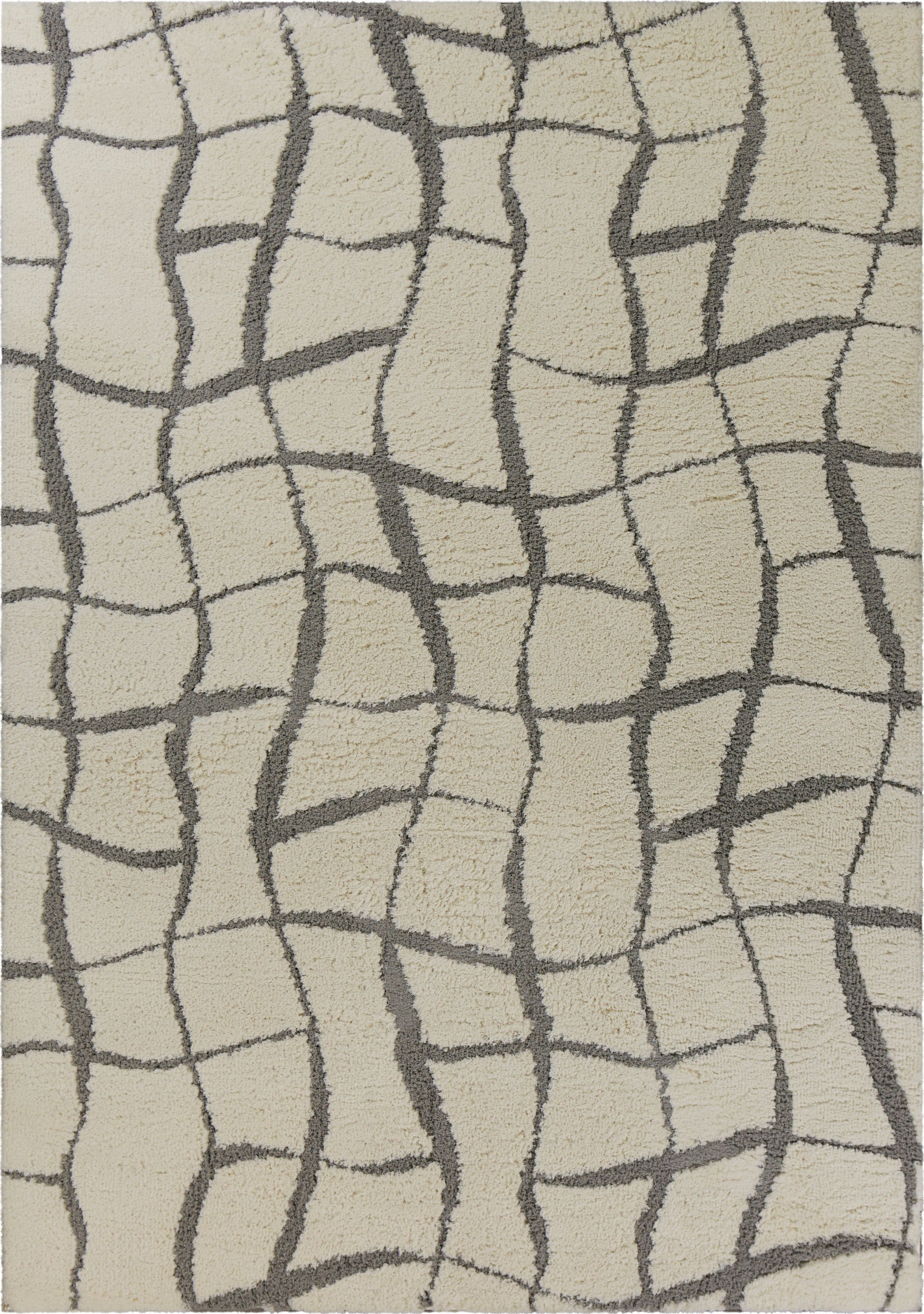 Elegant and Stylish Ivory Abstract Shag Area Rug for Cozy and Artistic Home Decor Enhancement