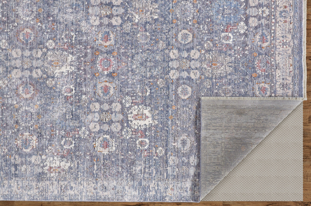 Stylish Gray and Blue Floral Power Loom Area Rug with Fringe for Timeless and Elegant Home Decor
