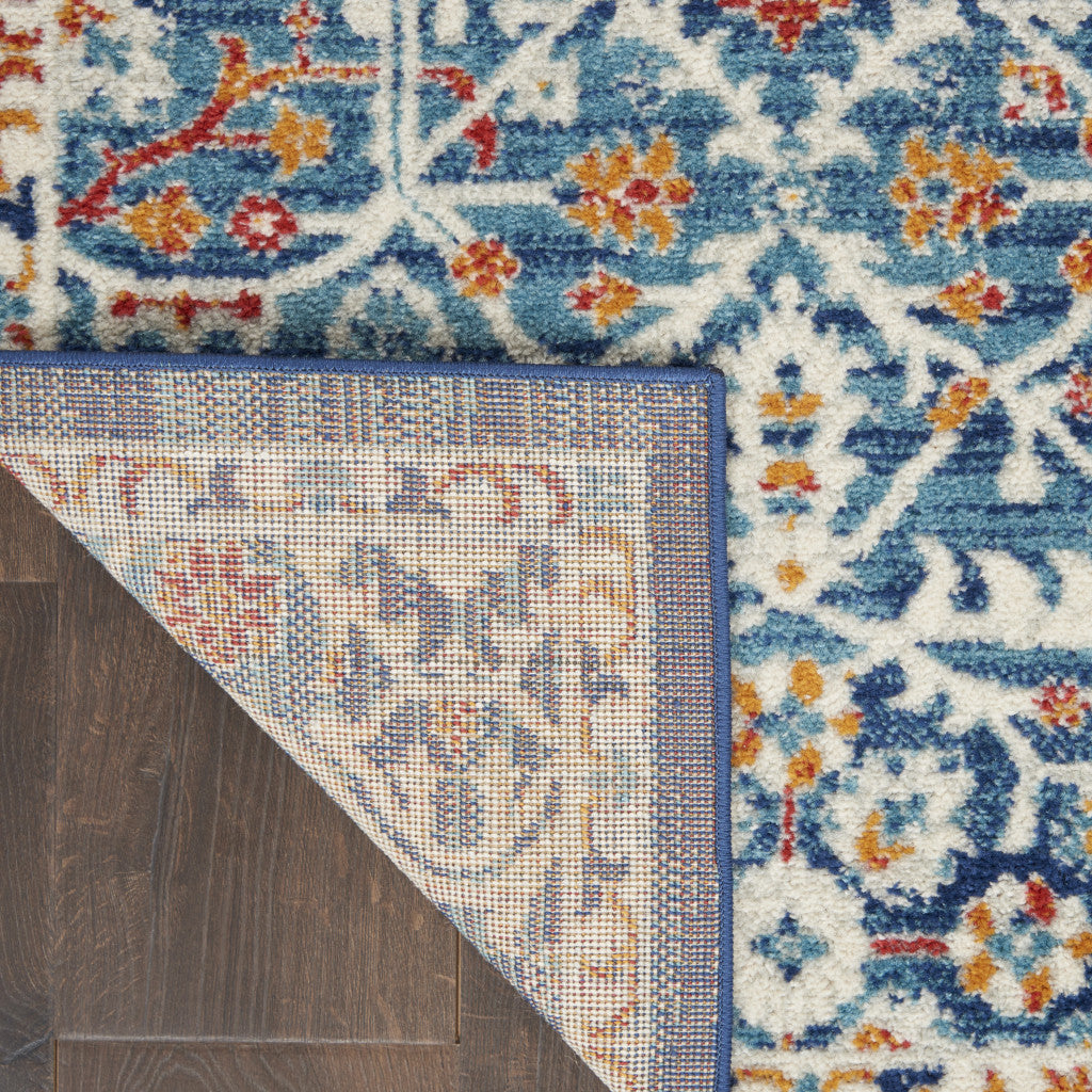 Elegant Blue and Ivory Floral Power Loom Area Rug for Stylish Homes