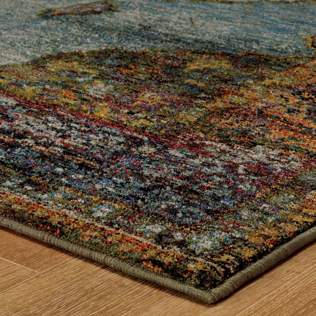 Stain-Resistant, Exquisite Blue and Beige Oriental Power Loom Area Rug - Ideal for Family Homes with Kids and Pets