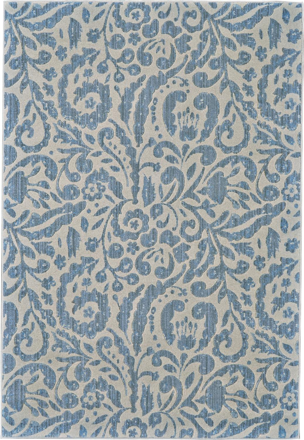 Stain-Resistant Blue, Ivory, and Tan Floral Distressed Area Rug for Adding Warmth and Style to Your Space