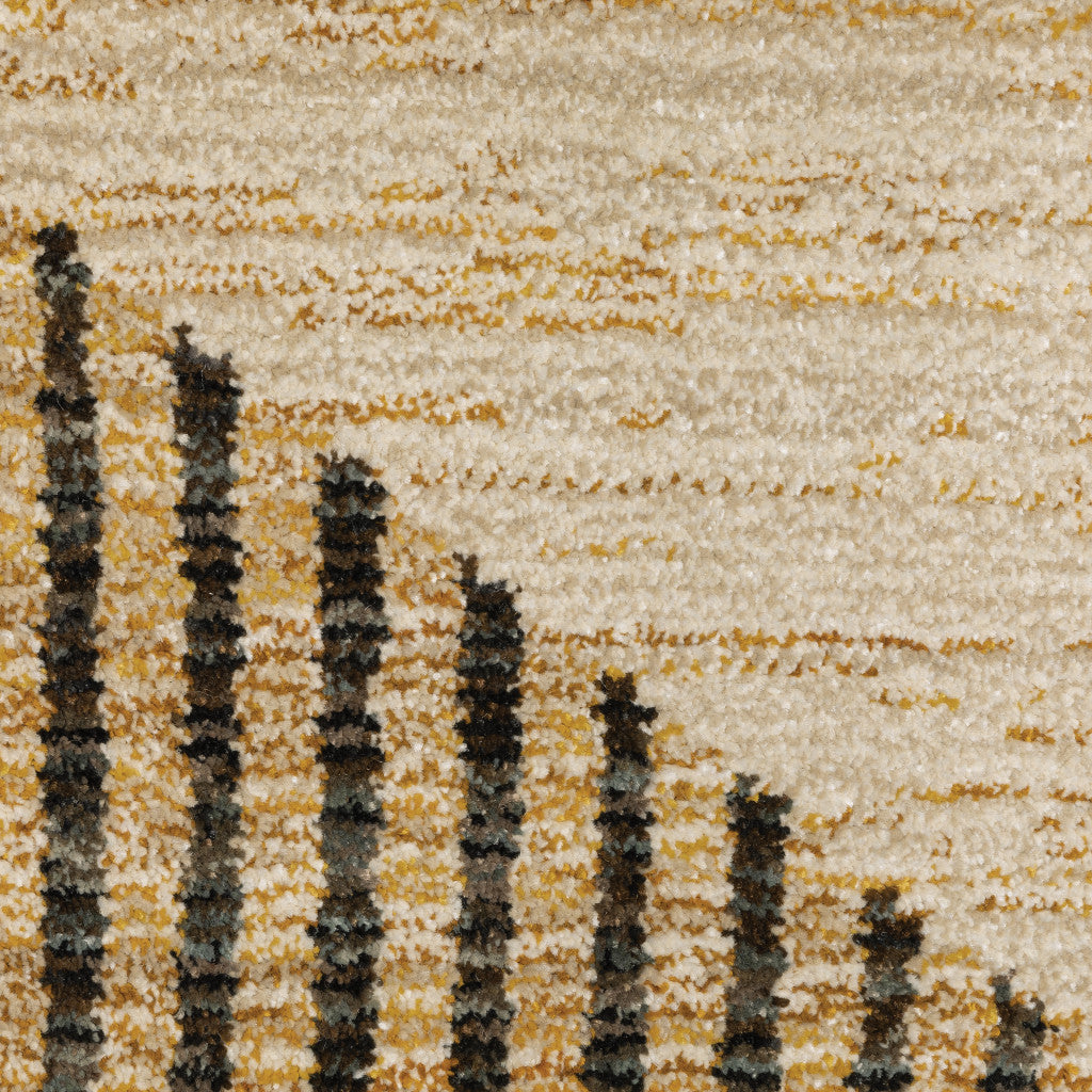Stylish Stain-Resistant Geometric Area Rug in Blue and Beige for Family Rooms