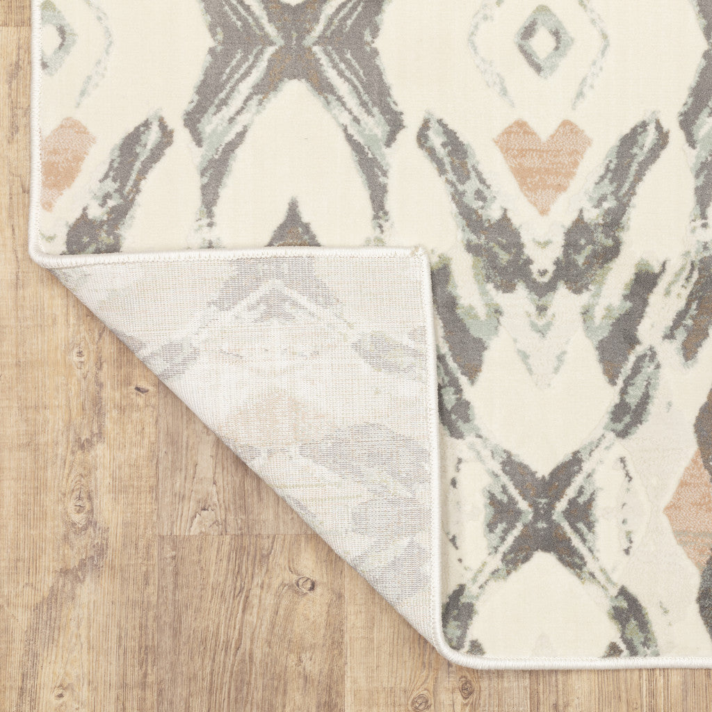 Stain-Resistant Elegant Pink, Ivory and Sage Geometric Area Rug for Home Comfort