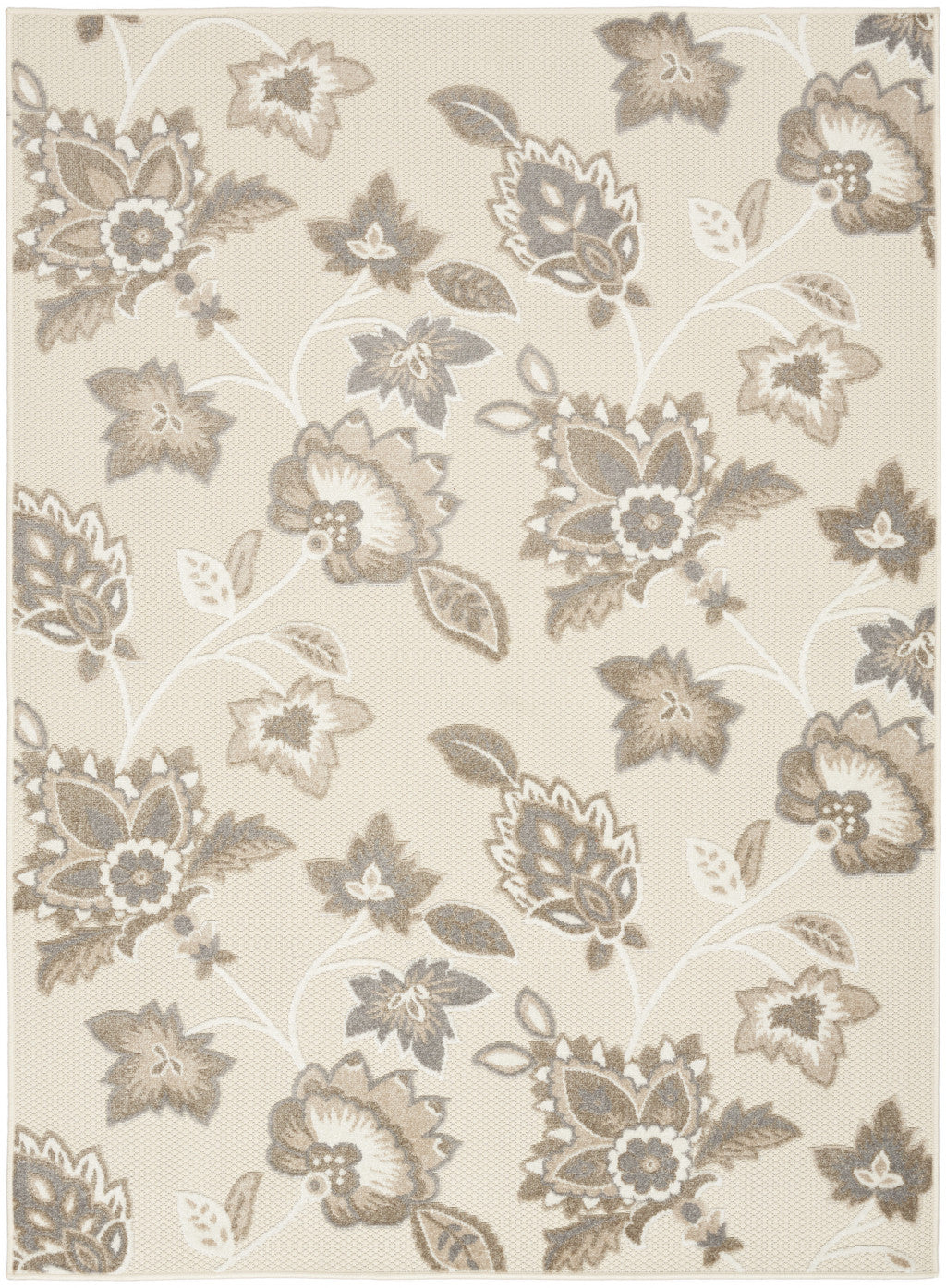 9' x 12' Elegant Beige Floral, Stain-Resistant & Non-Skid Area Rug for Kid-Friendly Homes