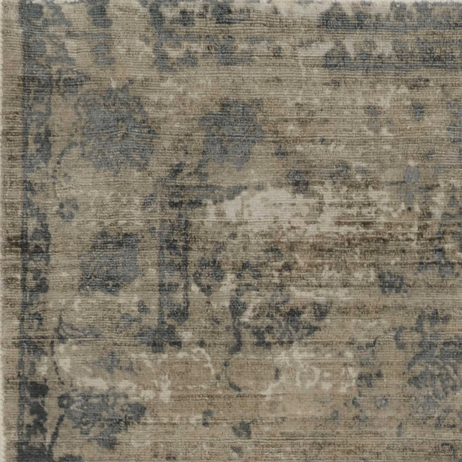 Exquisite Hand-Loomed Viscose Area Rug in Elegant Sand and Blue Colors with Modern Watercolor Design for Stylish Residential Interiors