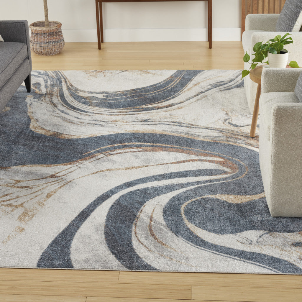 Stylish 9' x 12' Gray Oriental Power Loom Area Rug - Ideal for Any Interior!
