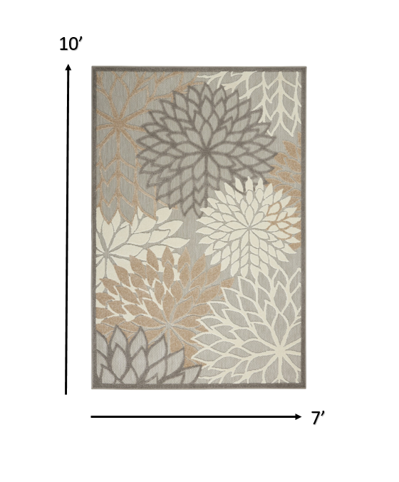 Stylish Gray and Ivory Floral Indoor-Outdoor Area Rug for Comfortable Home Decor