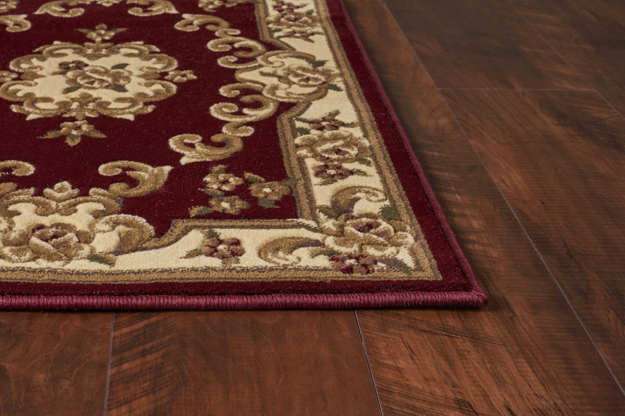 Exquisite Victorian-Style Red and Ivory Floral Area Rug for Refined Living Spaces