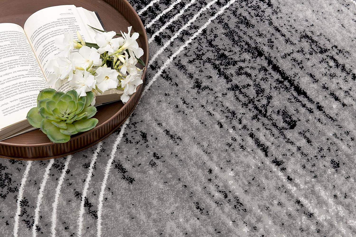 Exquisite Gray Abstract Power Loom Area Runner Rug - Infuse Your Space with Enduring Elegance and Timeless Style