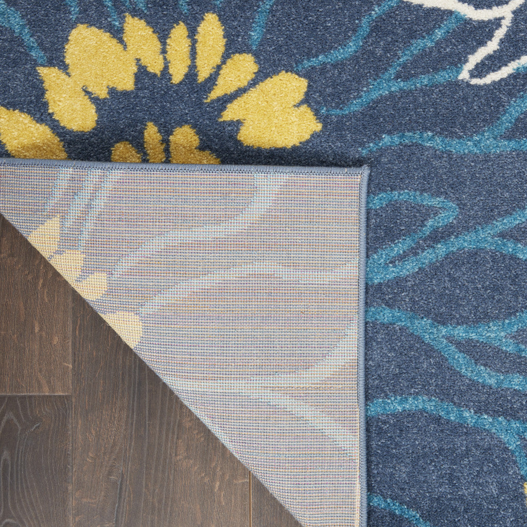 Stunning Blue Floral Power Loom Area Rug for Timeless Home Decor