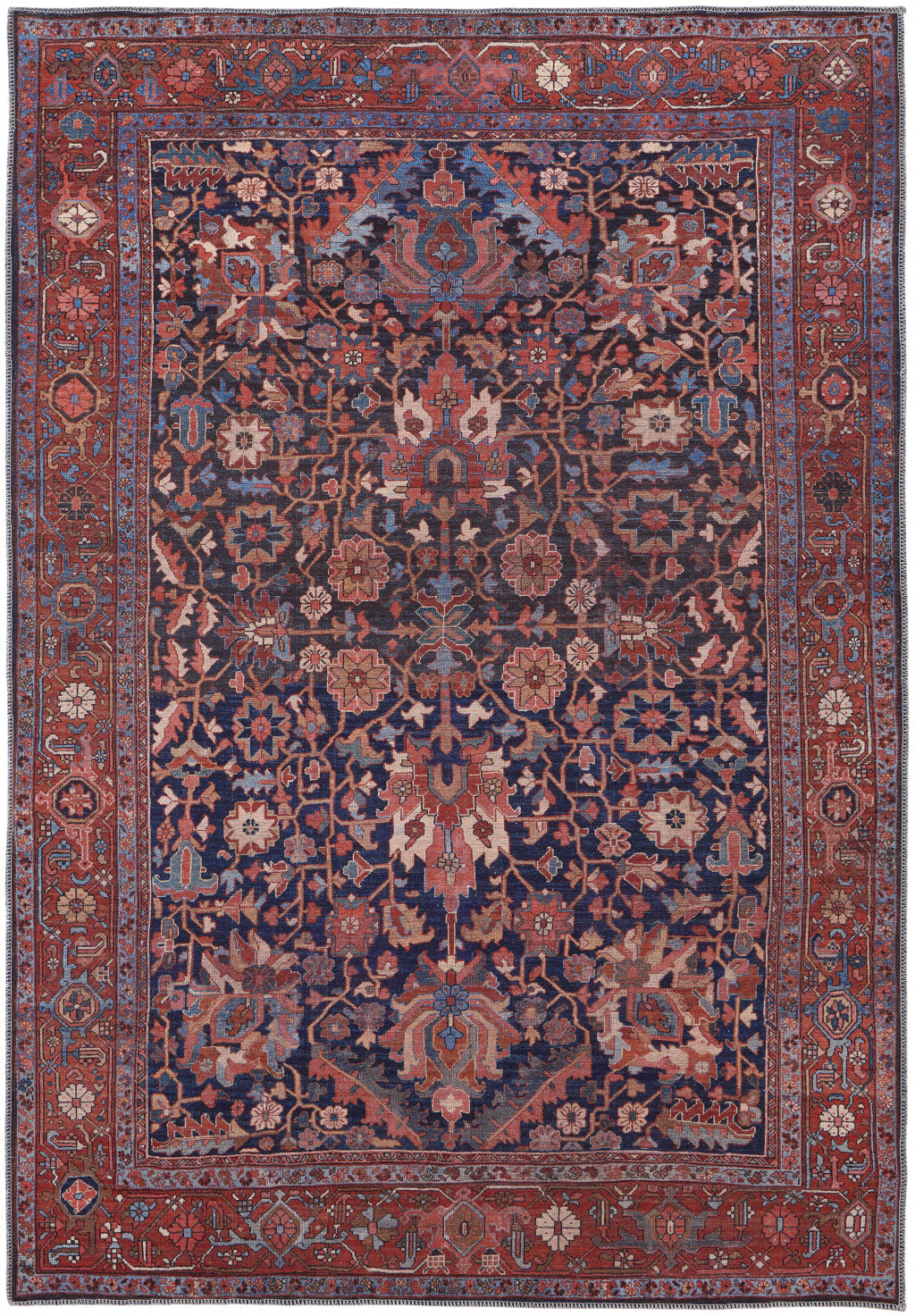Stylish Floral Power Loom Area Rug with Stunning Vibrant Red, Orange, and Blue Design for Exquisite Home Décor