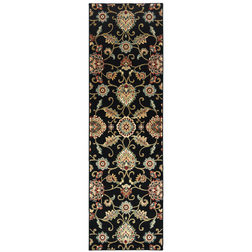 Stain-Resistant Floral Power Loom Area Runner Rug with Vibrant Design, Ideal for Spaces with Kids and Pets