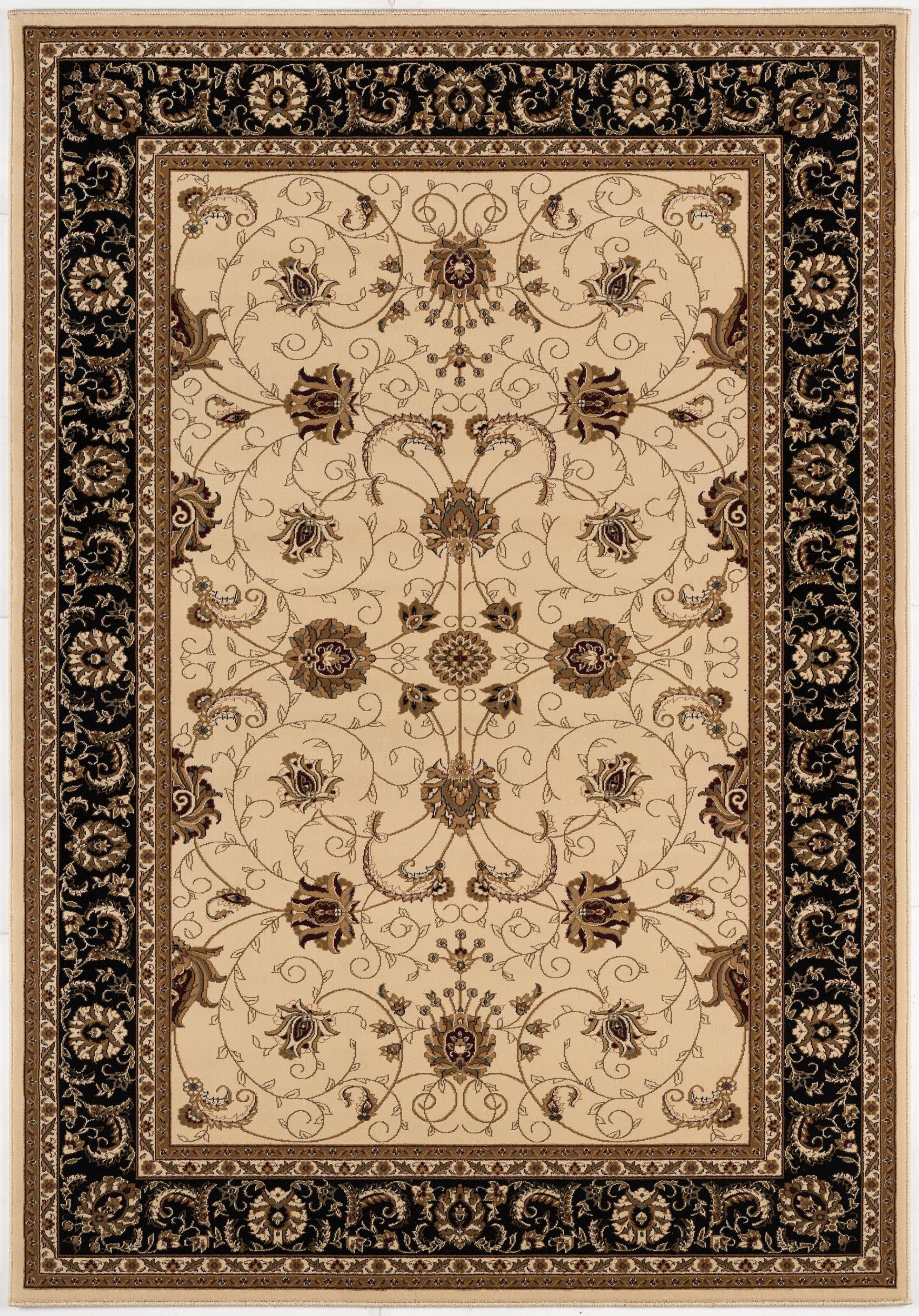 Stylish Black and Ivory Oriental Power Loom Runner Rug for Every Space