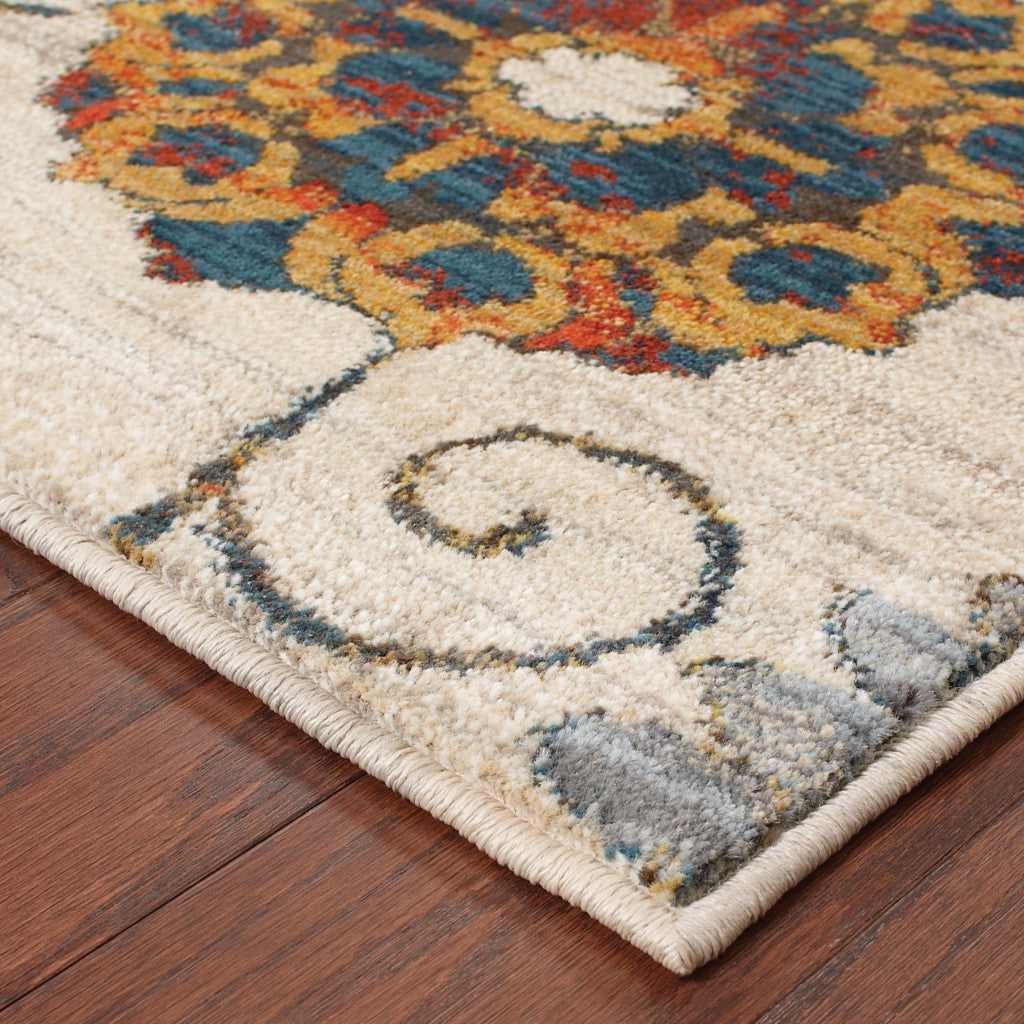 Stylish Orange and Ivory Floral Power Loom Area Runner Rug - Stain Resistant and Cozy for Indoor Spaces