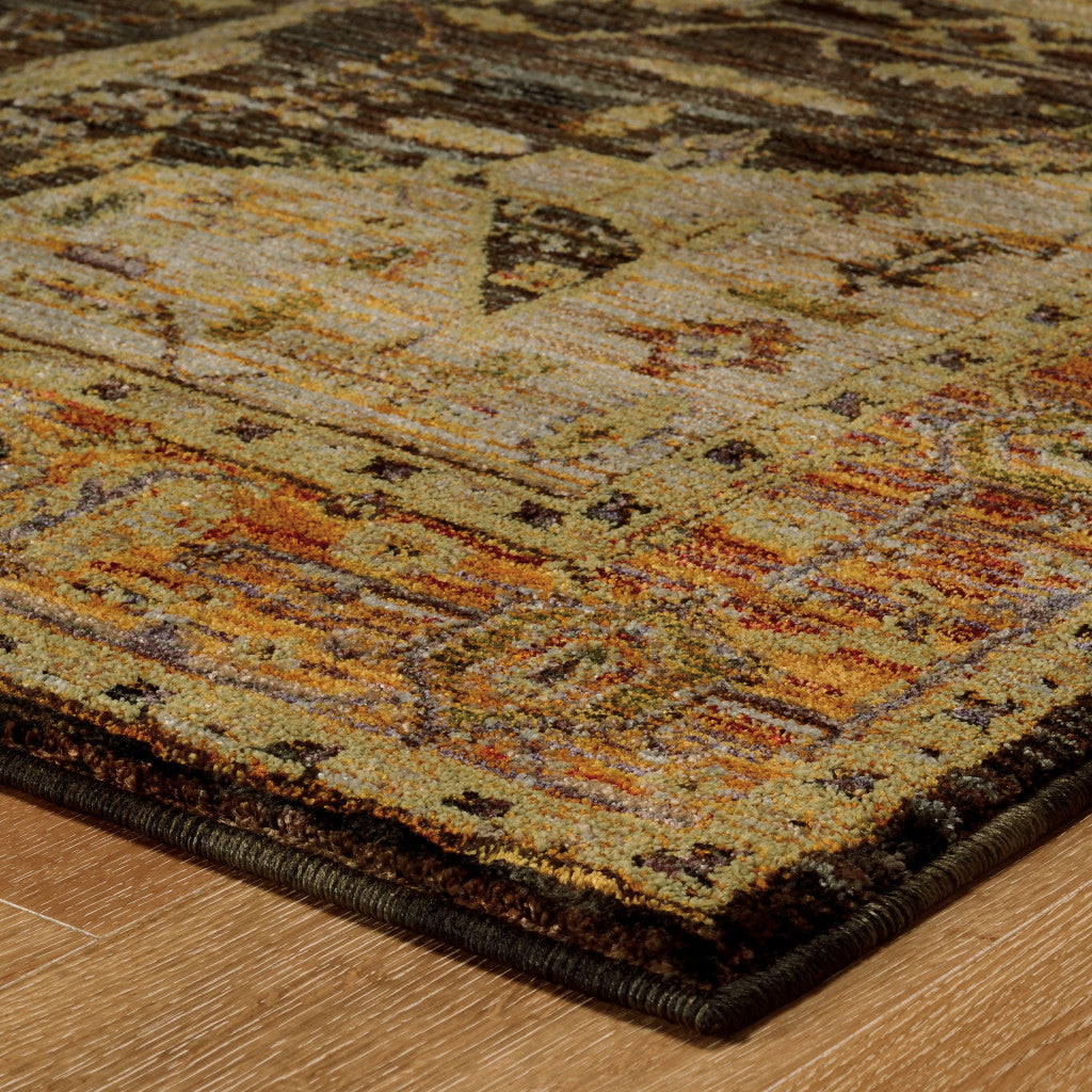 Stain-Resistant Elegant Black and Gold Oriental Power Loom Area Rug for a Sophisticated Space