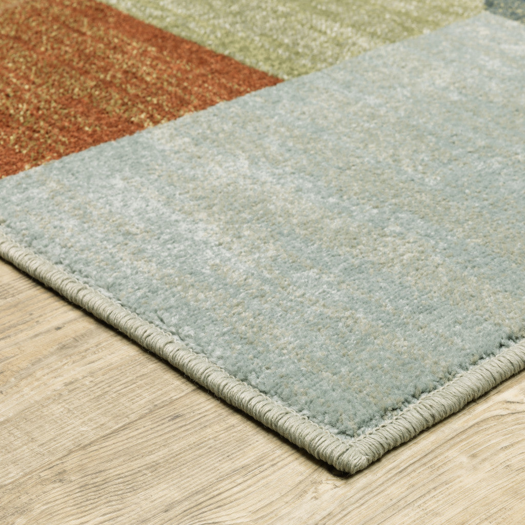 Stain-Resistant Geometric Power Loom Area Rug with Stylish Grey, Teal, Rust, and Multiple Color Design for Added Home Warmth