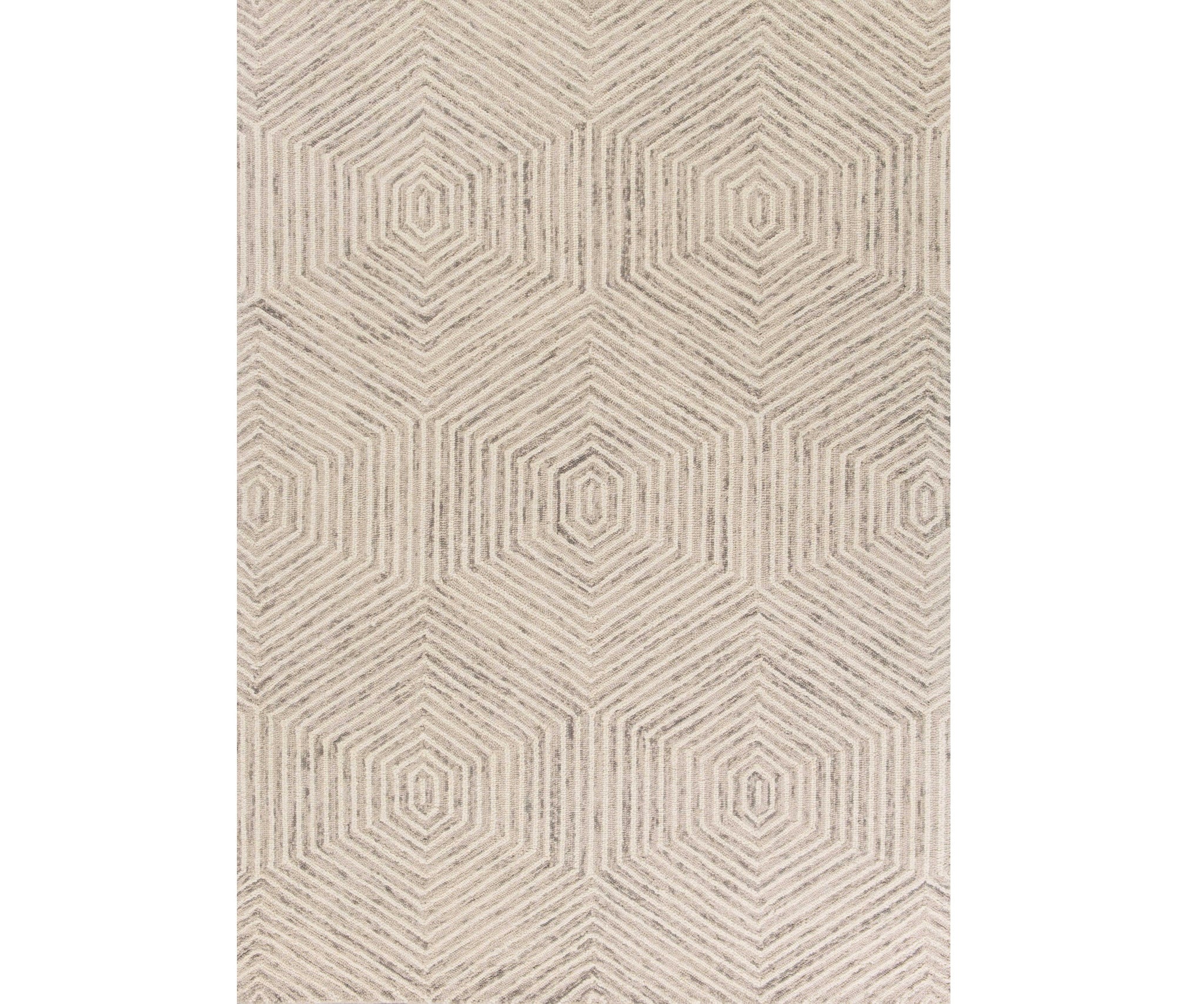 Exquisite Ivory and Gray Geometric Hand - Hooked Wool Area Rug Ideal for Creating a Cozy and Stylish Living Space Decor