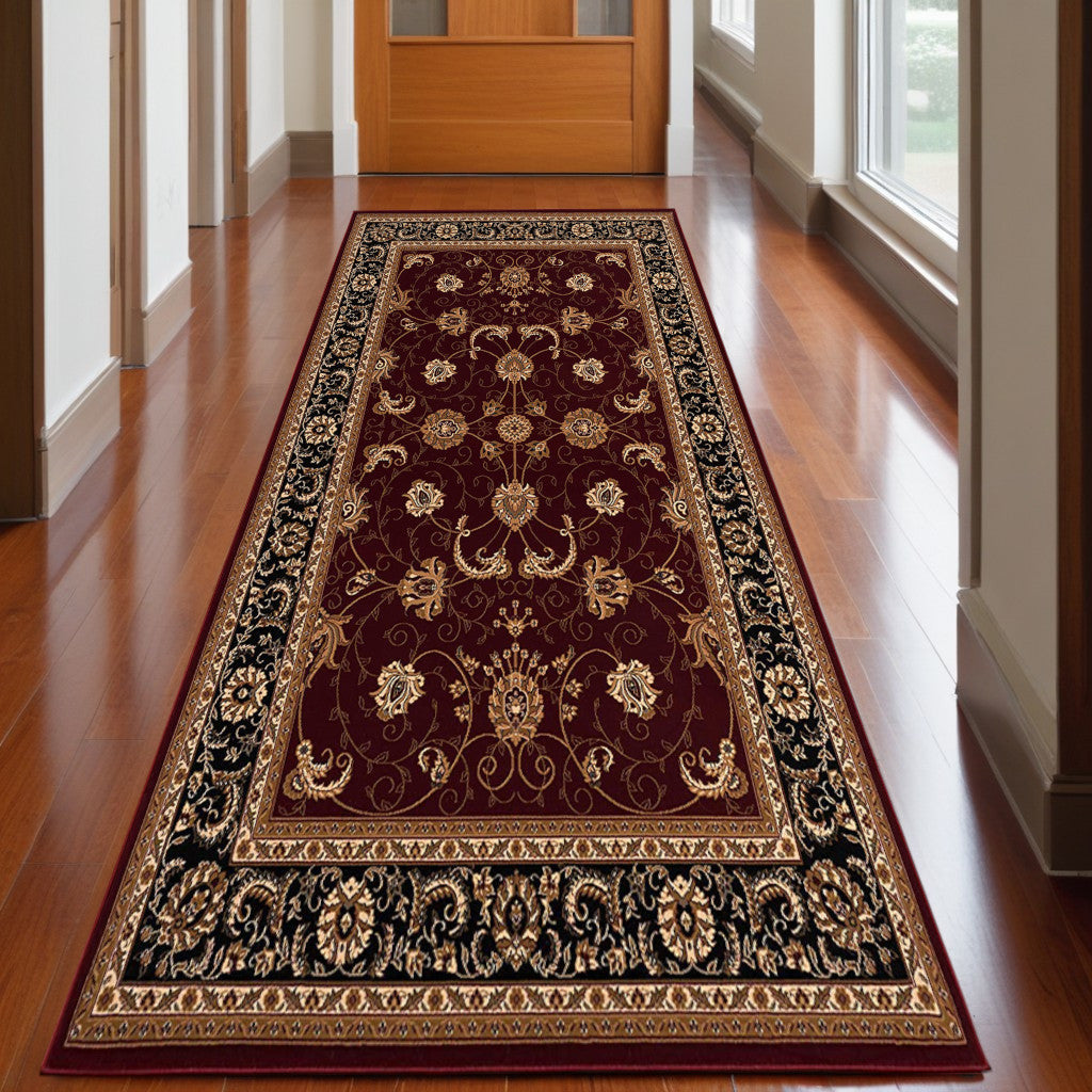 Stylish Red and Black Oriental Runner Rug for Warm and Inviting Home Decor