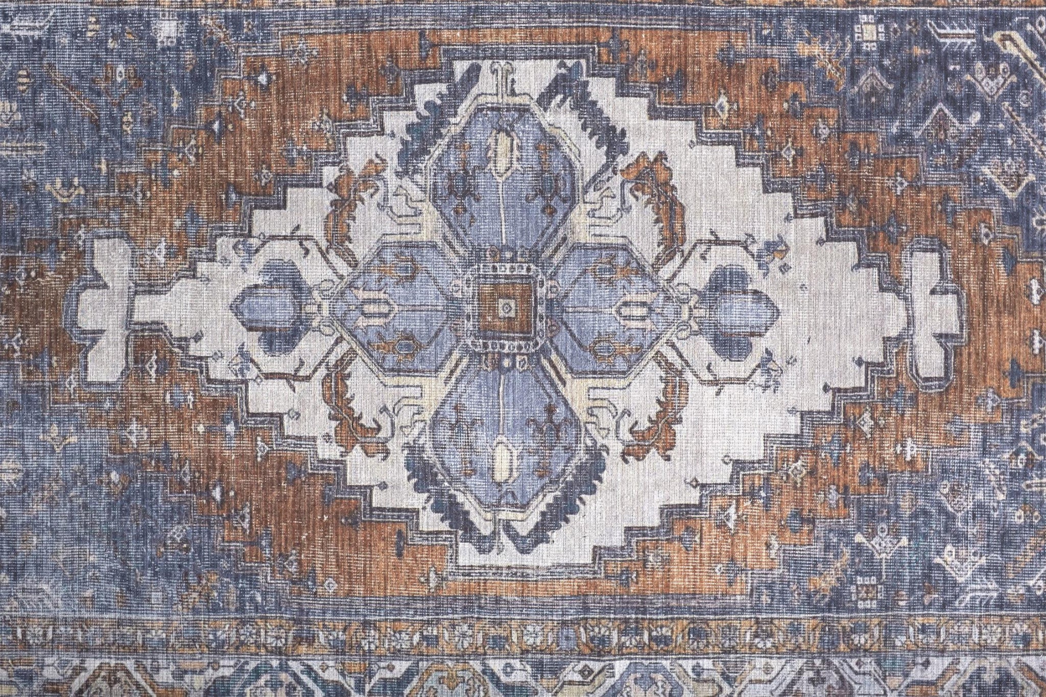 Exquisite Blue, Ivory, and Brown Floral Area Rug for Opulent Living Space Decoration