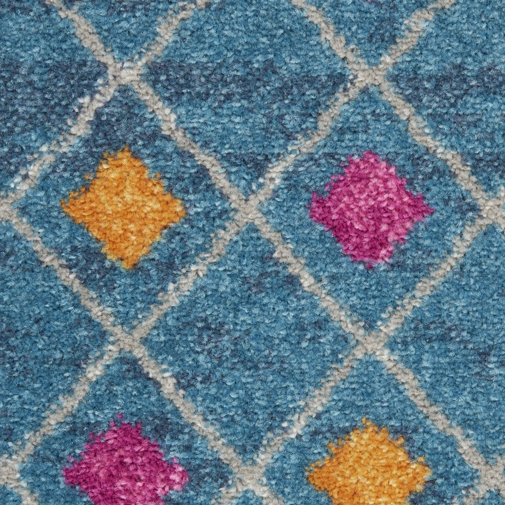 Stylish Geometric Dhurrie Area Rug in Blue and Orange for Artistic Home Elevation