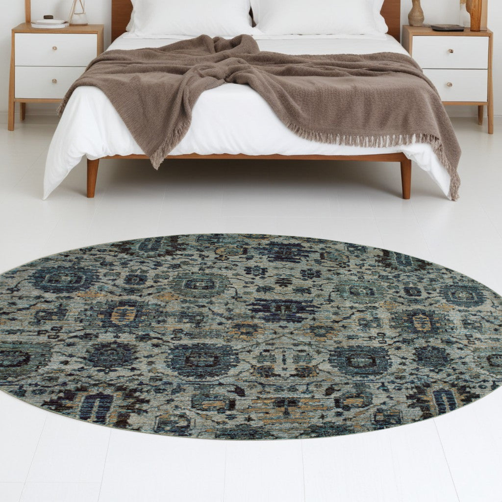Exquisite Blue and Purple Oriental Power Loom Area Rug - Stain Resistant, Ideal for Family Homes with Children and Pets