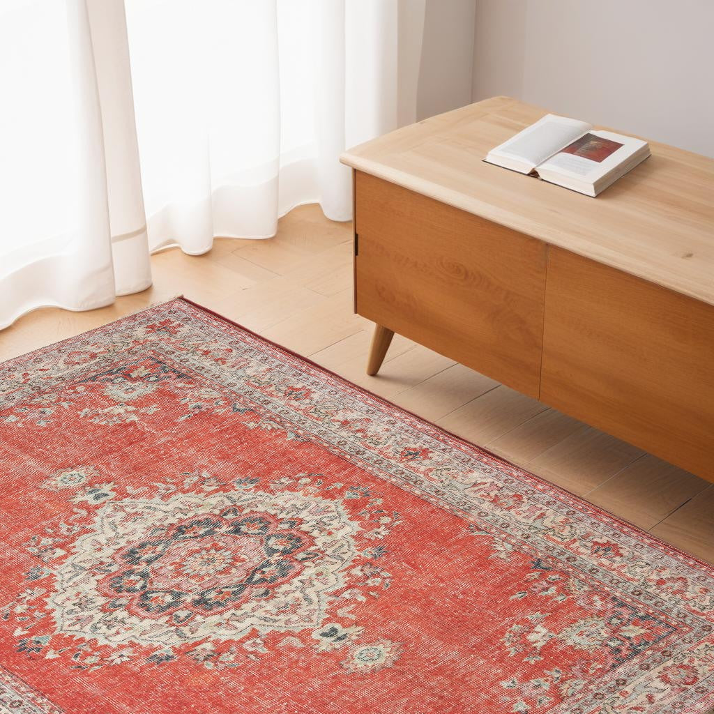 Exquisite Oriental-Style Red and Gray Power Loom Area Rug with Traditional Design, Soft Texture, High Durability, and Stain Resistance