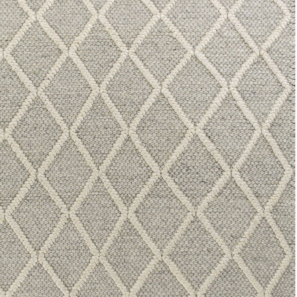 Exquisite Grey Diamond Pattern Area Rug - Premium 100% New Zealand Wool for Contemporary Modern Home Decor
