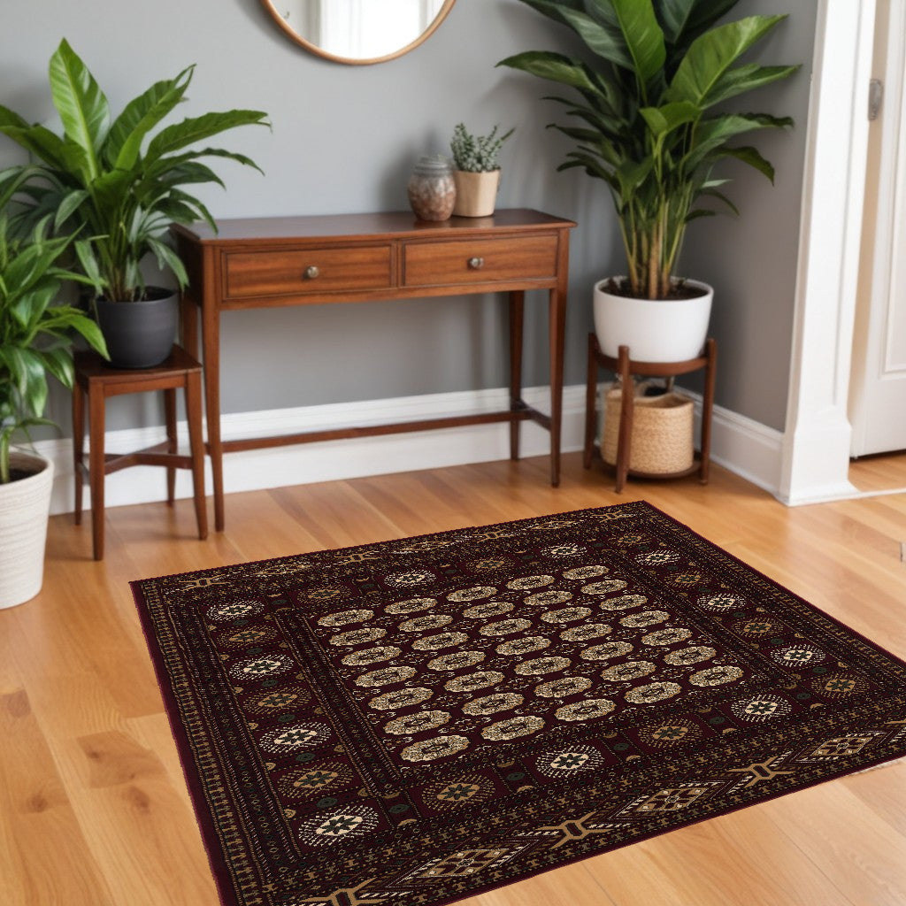 Stylish Red and Ivory Floral Medallion Power - Loomed Runner Rug for Home Décor