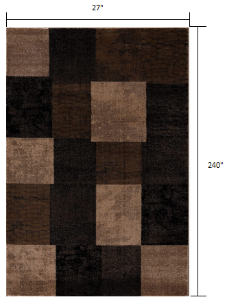 Stylish and Comfortable Elegant Brown Checkered Power Loom Runner Rug for Enhancing Your Home Decor
