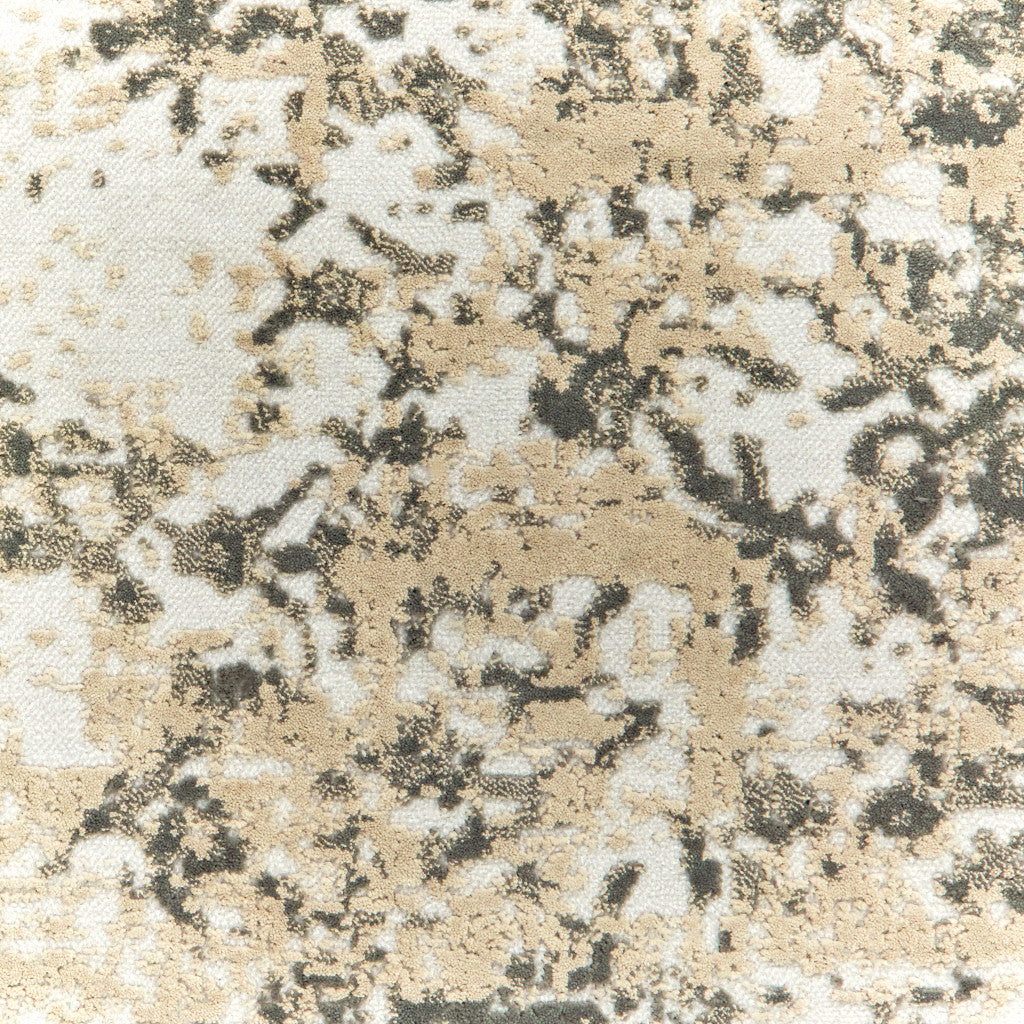 Stain-Resistant Grey and Gold Abstract Area Rug for Elegant Living Spaces