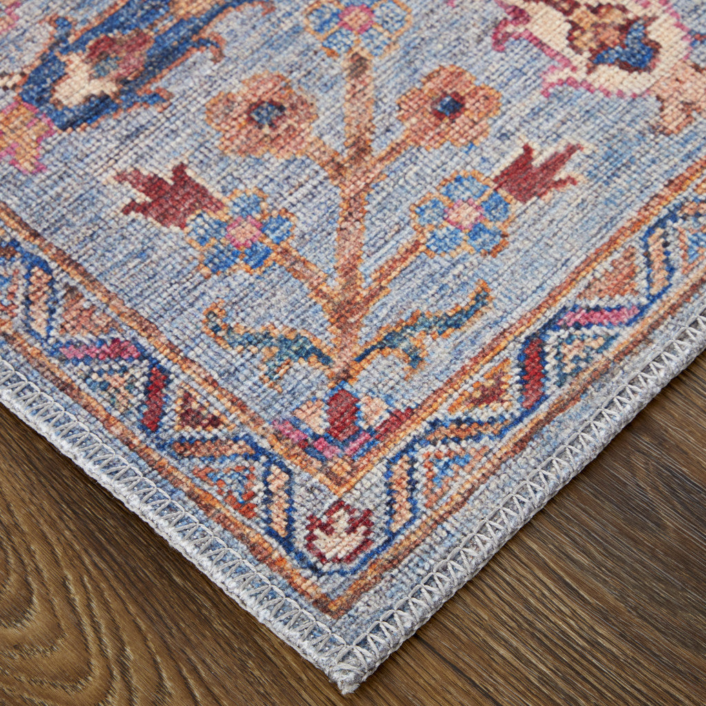 Stylish Gray, Blue, and Red Floral Power Loom Area Rug for a Cozy and Elegant Home Décor