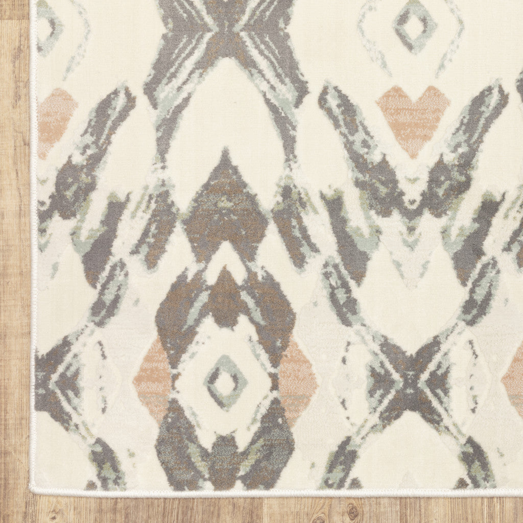 Stain-Resistant Elegant Pink, Ivory and Sage Geometric Area Rug for Home Comfort