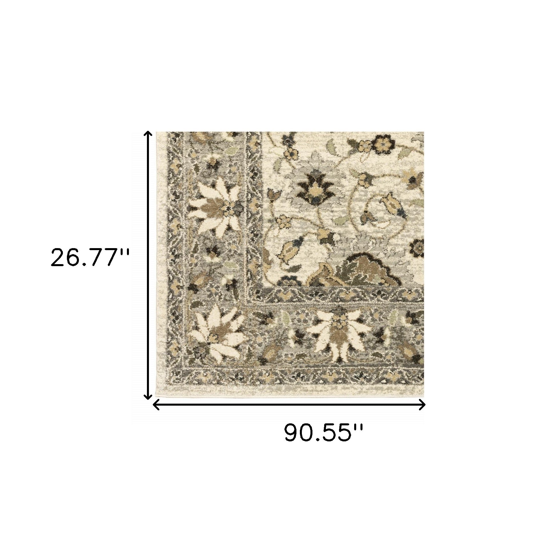 Exquisite Stain-Resistant Oriental-Style Runner Area Rug in Beige, Grey, Brown, and Charcoal for Any Indoor Space