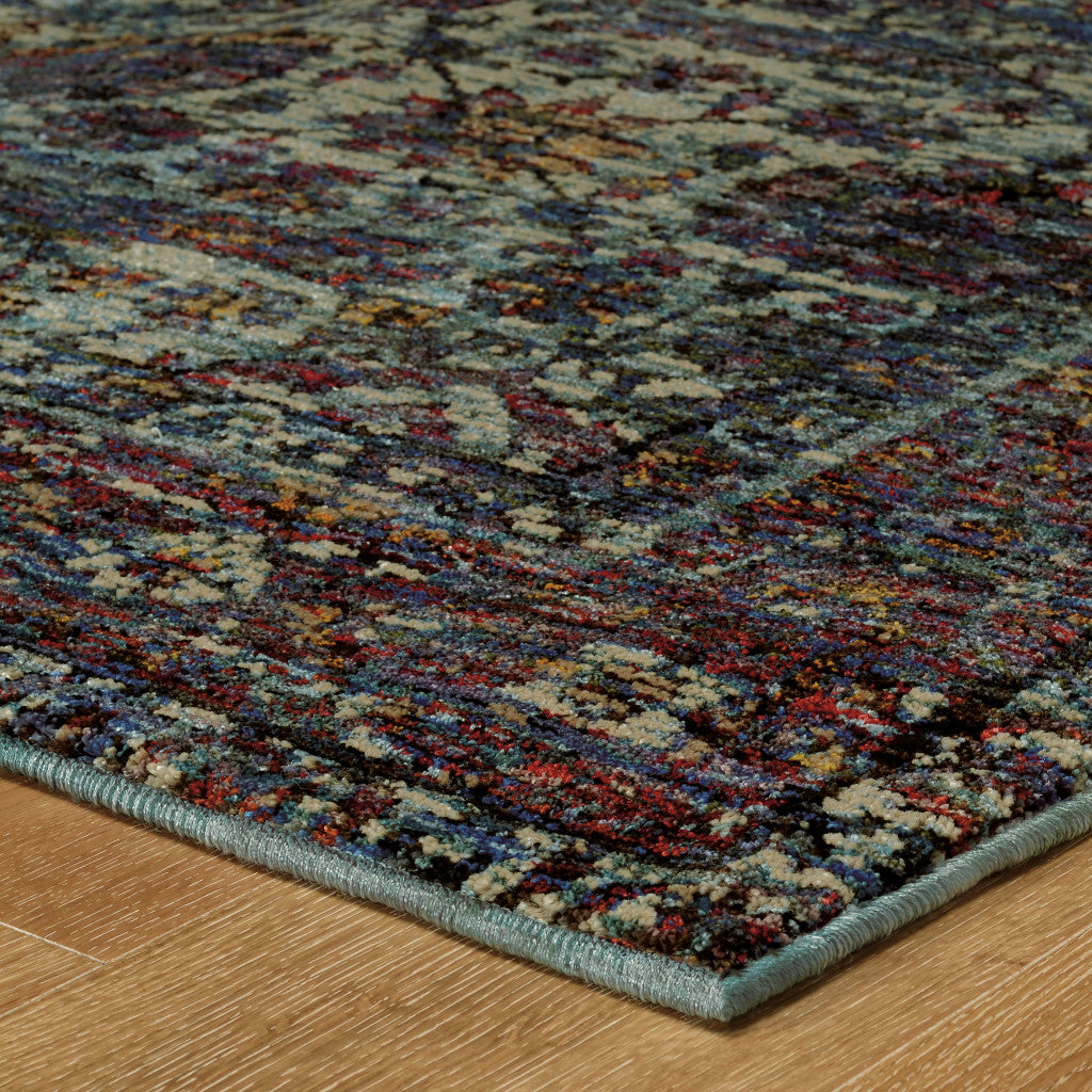 Exquisite Blue and Purple Oriental Power Loom Area Rug - Stain Resistant, Ideal for Family Homes with Children and Pets